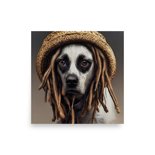Hippie Dog Art Poster - BISOULOUISE