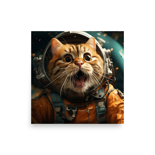 Galactic Whiskers: Space Cat Art Print - BISOULOUISE