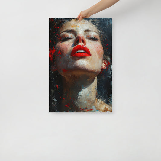Vibrant Woman Portrait Art Print | Abstract Red Lips Wall Decor - BISOULOUISE