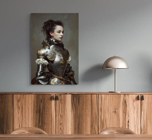 Unique Historical-Inspired Art: Unveiling an Antique Painting of a Girl in Armour - BISOULOUISE